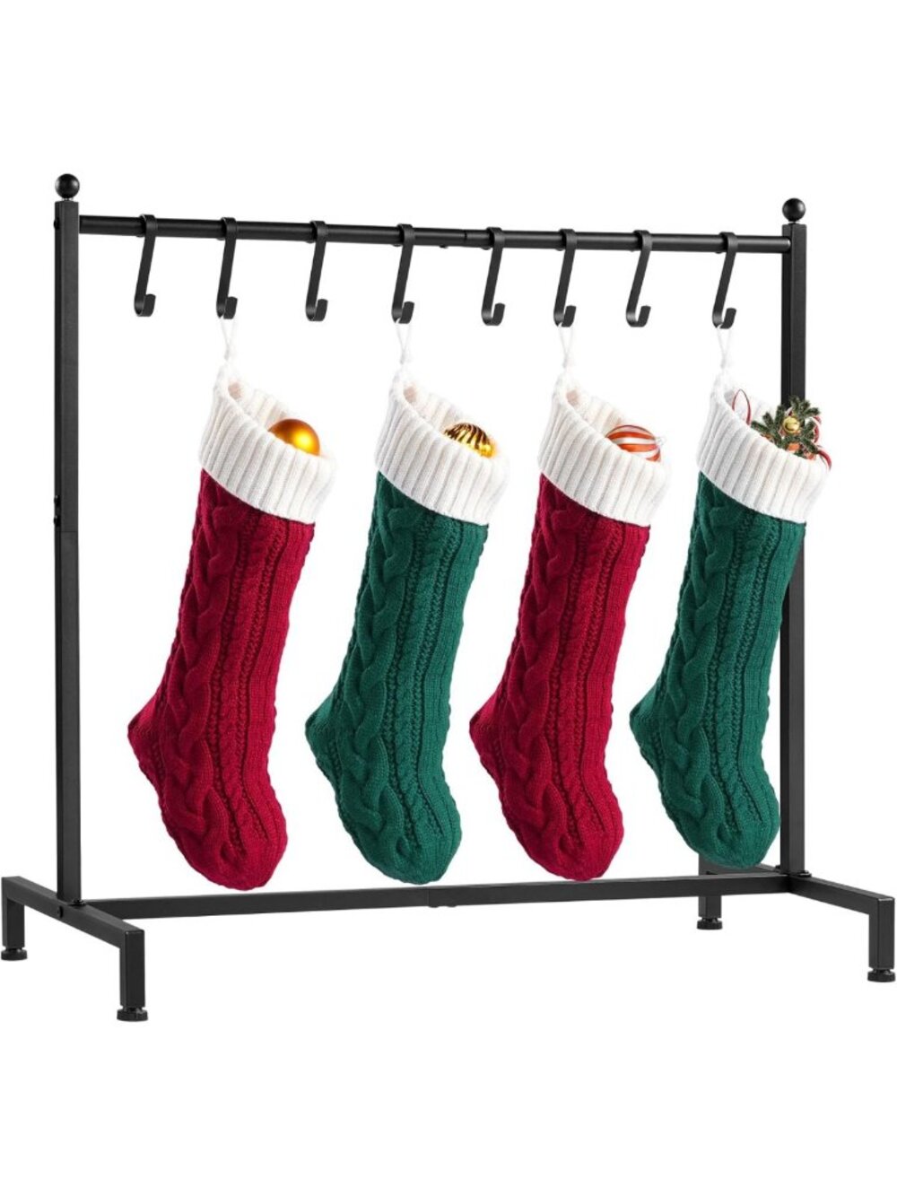 Floor Christmas Stocking Holder Stand with 8 Hooks - Elegant Black Decor